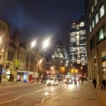 London at night Gherkin