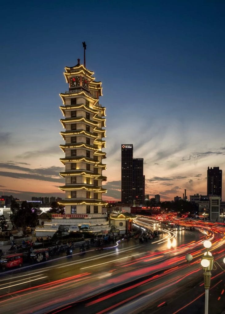 Zhengzhou skyscraper at night